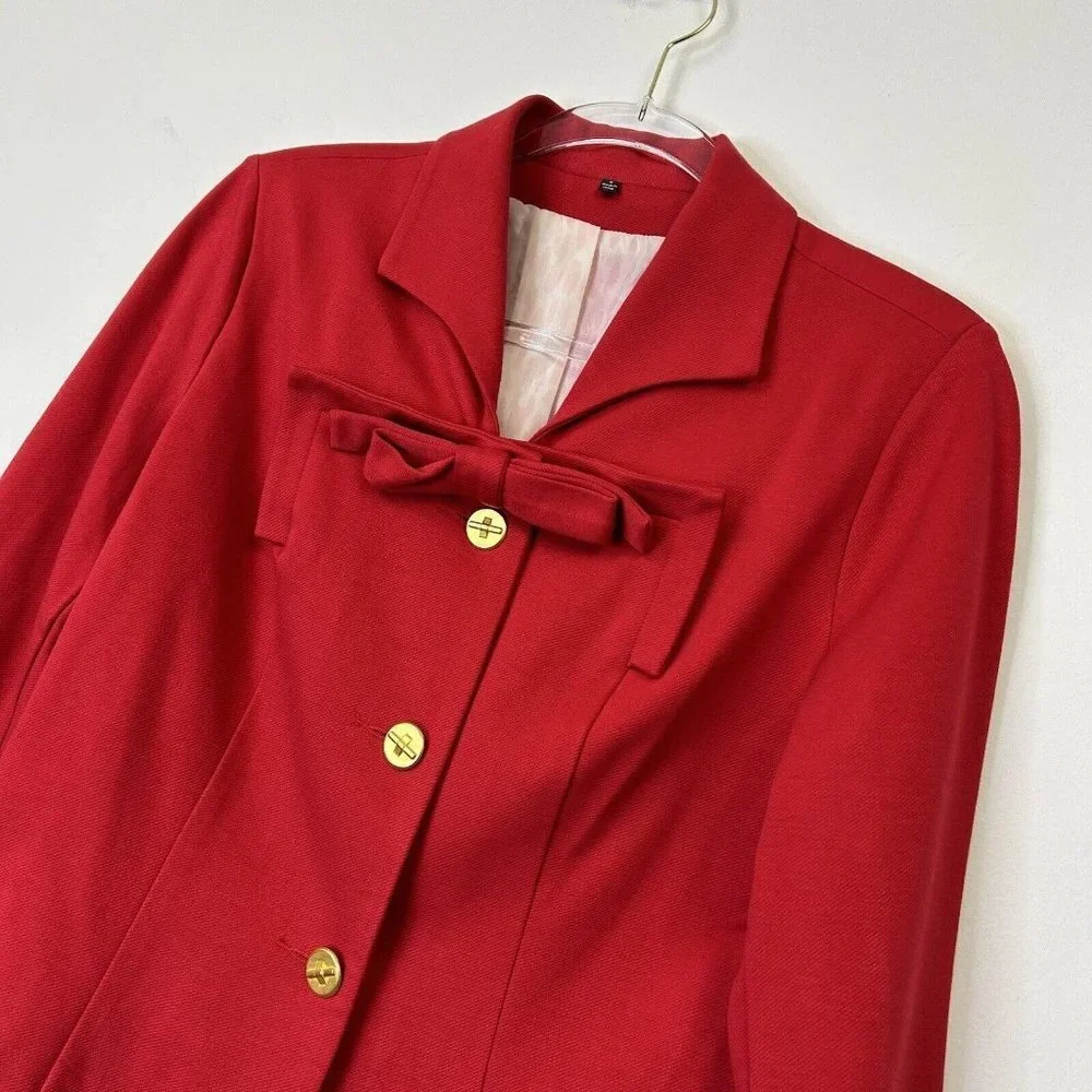 Cabi Red Blazer Jacket Womens‎ Size 8 Bow Beau